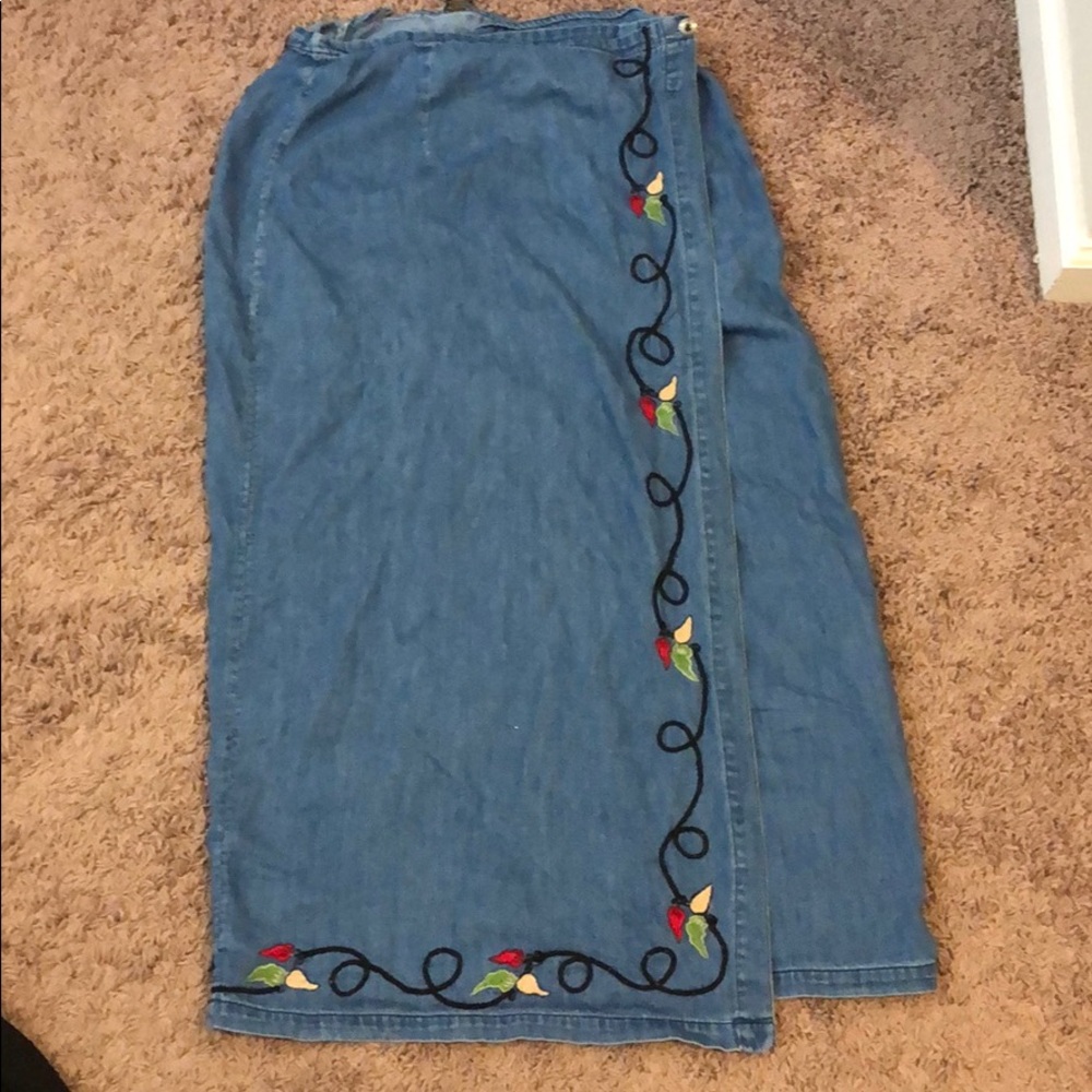 Vintage extra soft denim southwestern wrap skirt